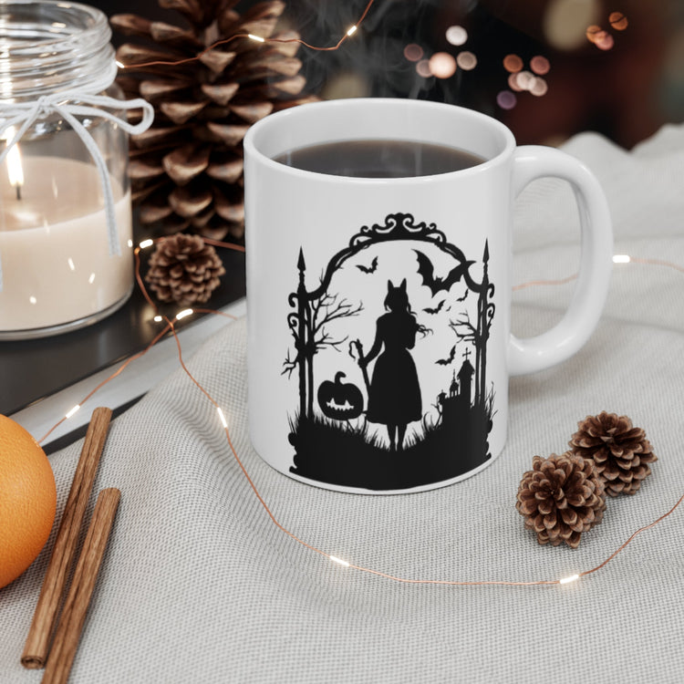 Spooky Silhouette Coffee Mug, Halloween Decor, Gothic Tea Cup, Witching Hour Gift, Dark Aesthetic Drinkware, Autumn Vibes Printify