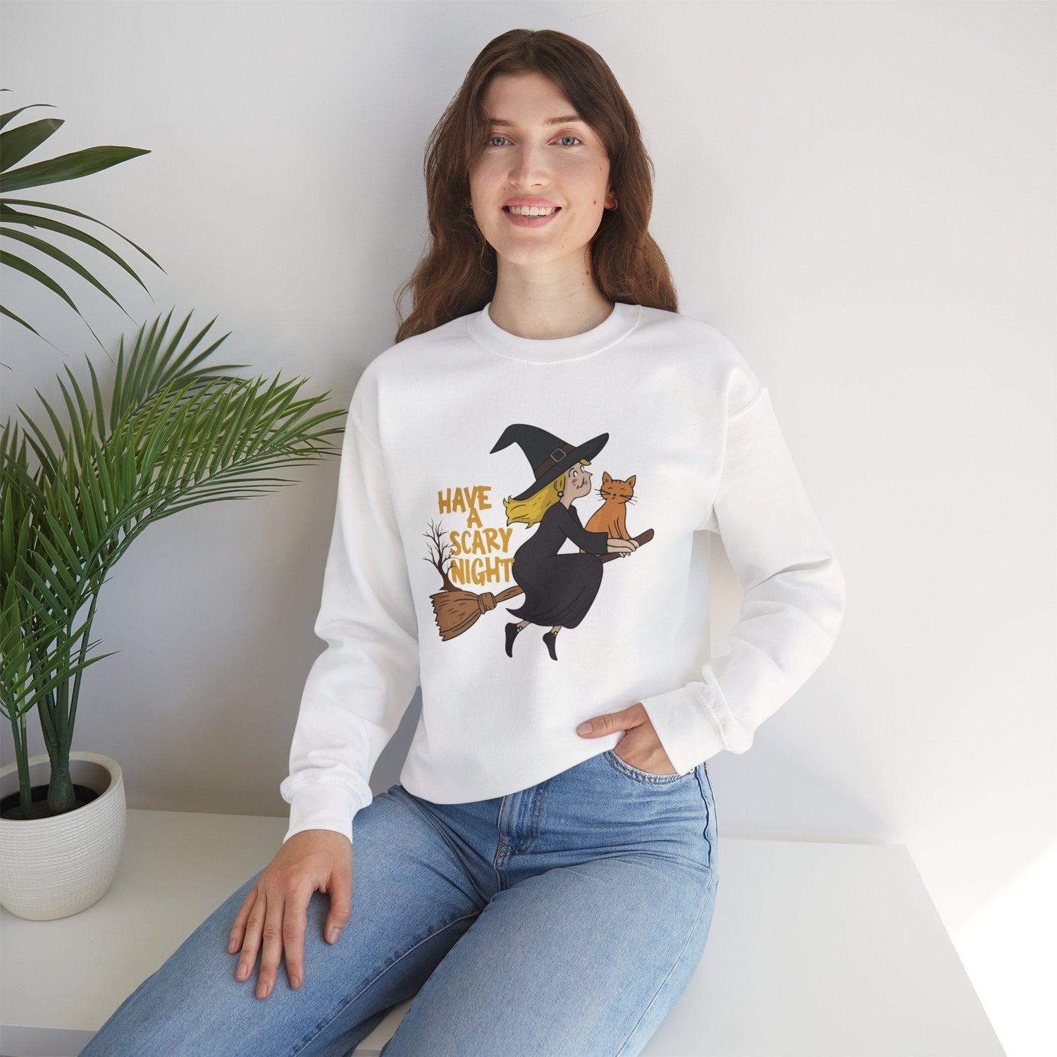 Halloween Witch Sweatshirt, Cozy Crewneck, Unisex Sweater, Spooky Season Apparel, Scary Night Gift, Fall Fashion Printify