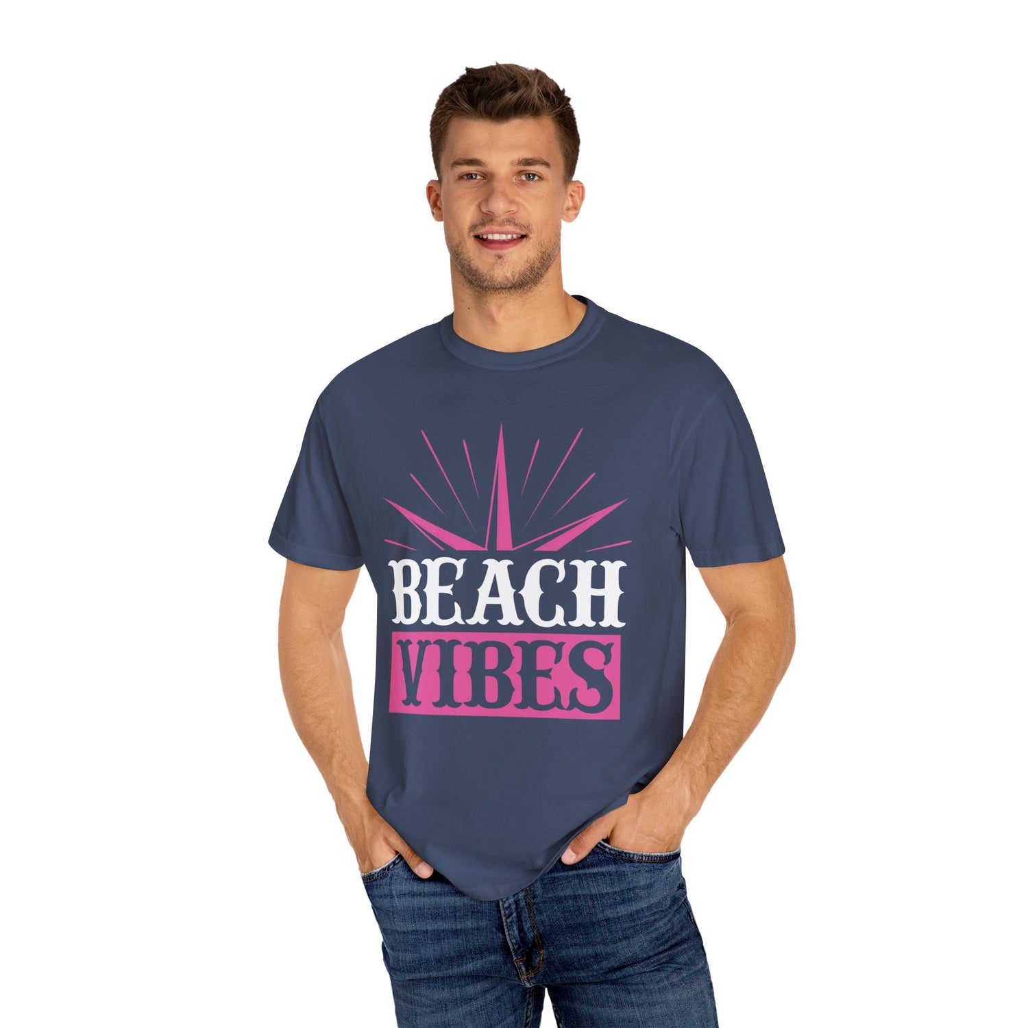 Beach Vibes Unisex Garment-Dyed T-Shirt, Summer Tee, Beachwear, Vacation Shirt, Gift for Surf Lovers, Casual Everyday Style Printify