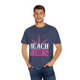 Beach Vibes Unisex Garment-Dyed T-Shirt, Summer Tee, Beachwear, Vacation Shirt, Gift for Surf Lovers, Casual Everyday Style Printify