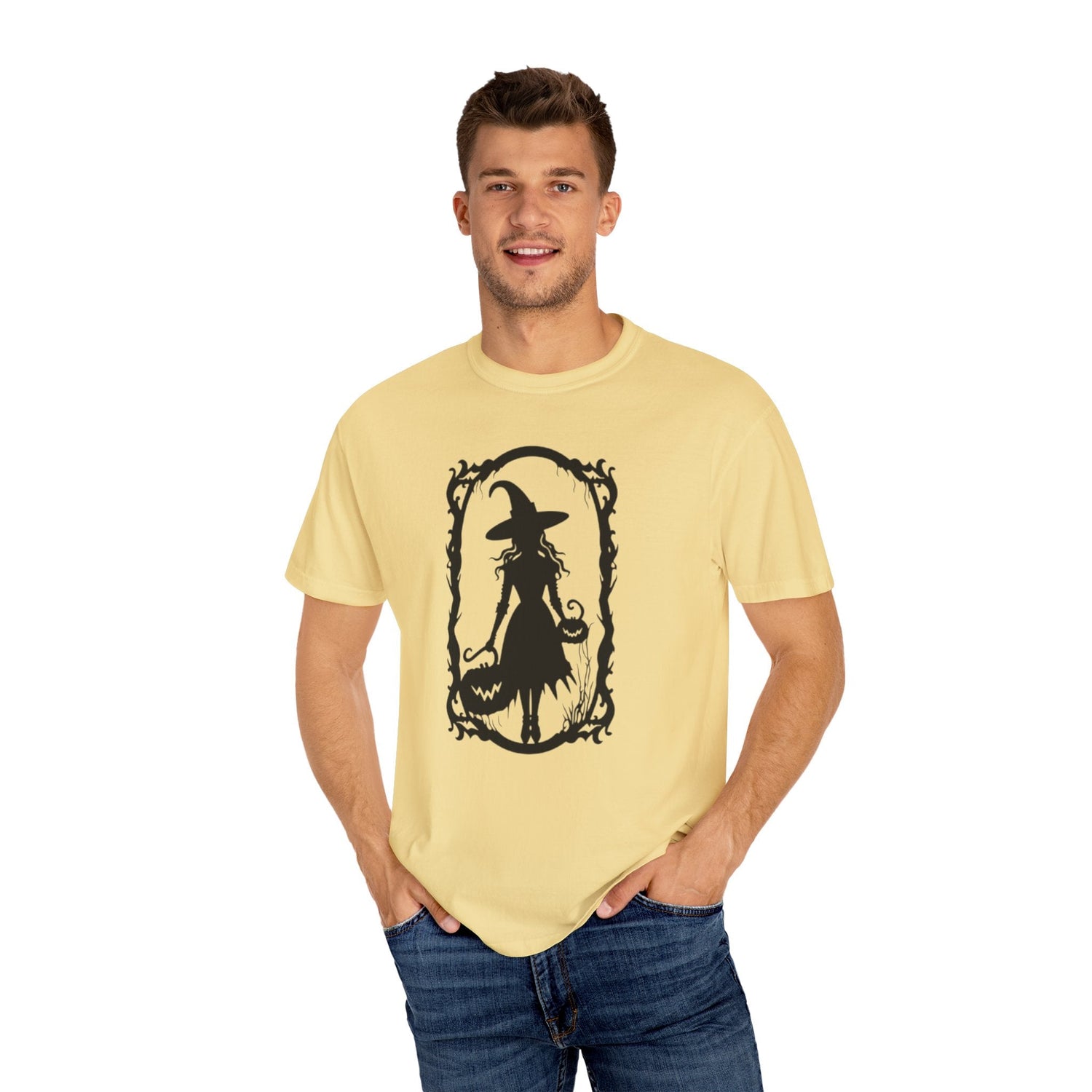 Witchy Garment-Dyed T-Shirt | Halloween Fashion Unisex Tee | Spooky Fall Apparel | Witch Costume Essential Printify