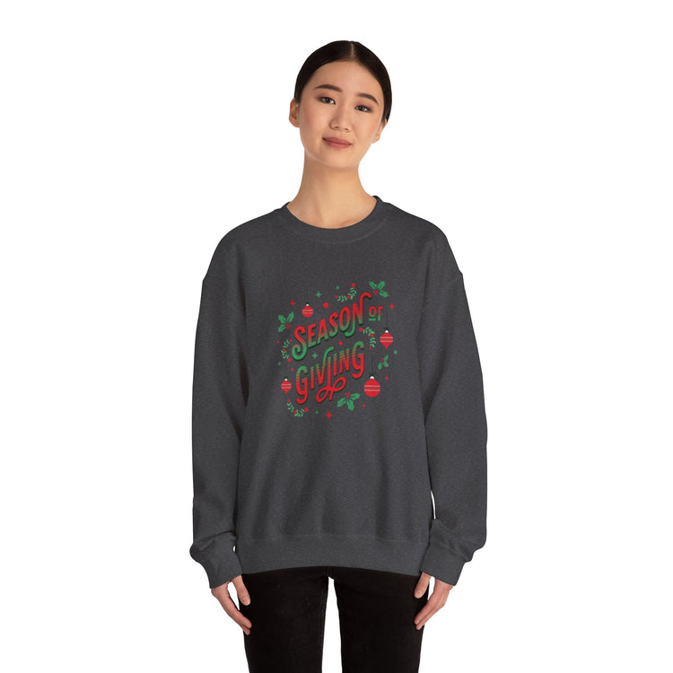 Cozy Holiday Sweatshirt Season of Giving Unisex Crewneck Perfect Gift Christmas Winter Wear Comfortable Stylish Heavy Blend Festive Sweatshirt Printify
