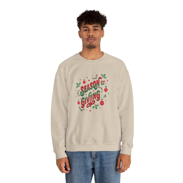 Cozy Holiday Sweatshirt Season of Giving Unisex Crewneck Perfect Gift Christmas Winter Wear Comfortable Stylish Heavy Blend Festive Sweatshirt Printify