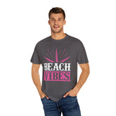 Beach Vibes Unisex Garment-Dyed T-Shirt, Summer Tee, Beachwear, Vacation Shirt, Gift for Surf Lovers, Casual Everyday Style Printify