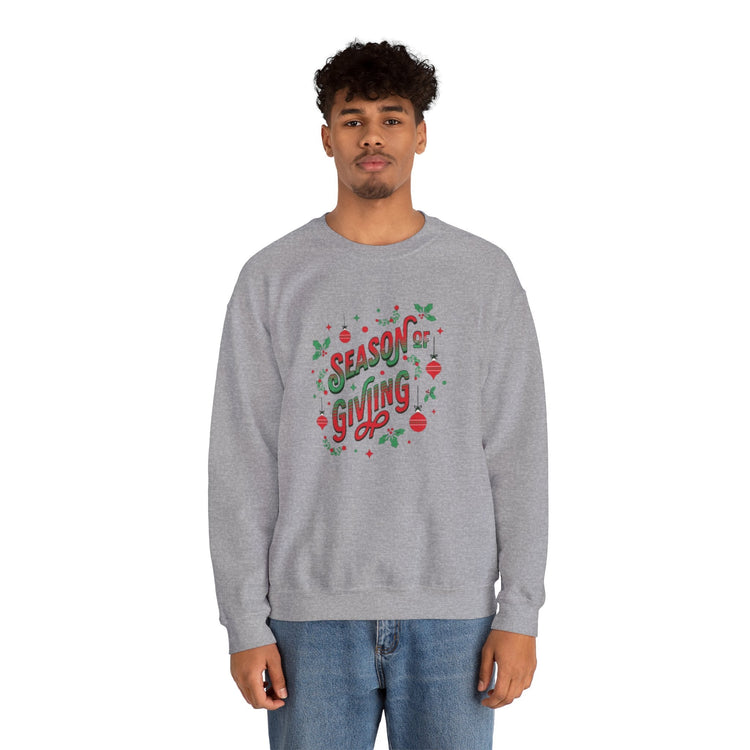 Cozy Holiday Sweatshirt Season of Giving Unisex Crewneck Perfect Gift Christmas Winter Wear Comfortable Stylish Heavy Blend Festive Sweatshirt Printify