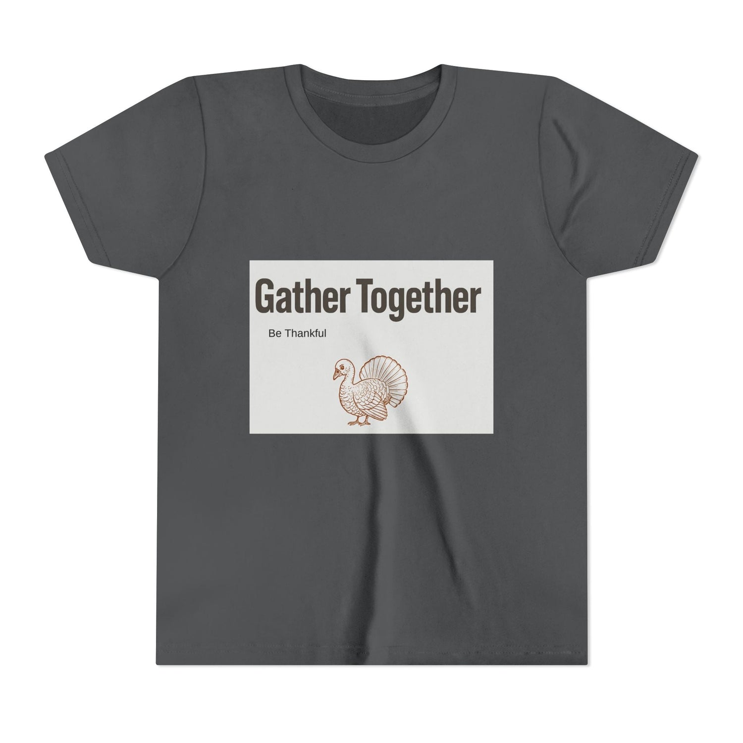 Gather Together Youth Tee - Thankful Thanksgiving Shirt, Kids Holiday T-Shirt, Family Gathering Outfit, Cute Fall Apparel, Youth [...] Printify