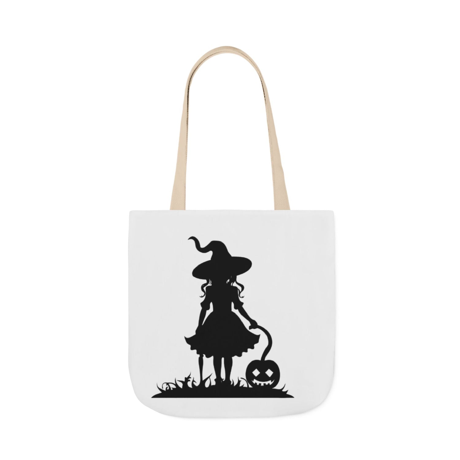 Halloween Witch Canvas Tote Bag, Spooky Treat Bag, Autumn Market Tote, Trick-or-Treat Bag, Gift for Witches, Seasonal Accessories Printify