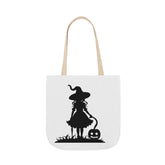 Halloween Witch Canvas Tote Bag, Spooky Treat Bag, Autumn Market Tote, Trick-or-Treat Bag, Gift for Witches, Seasonal Accessories Printify
