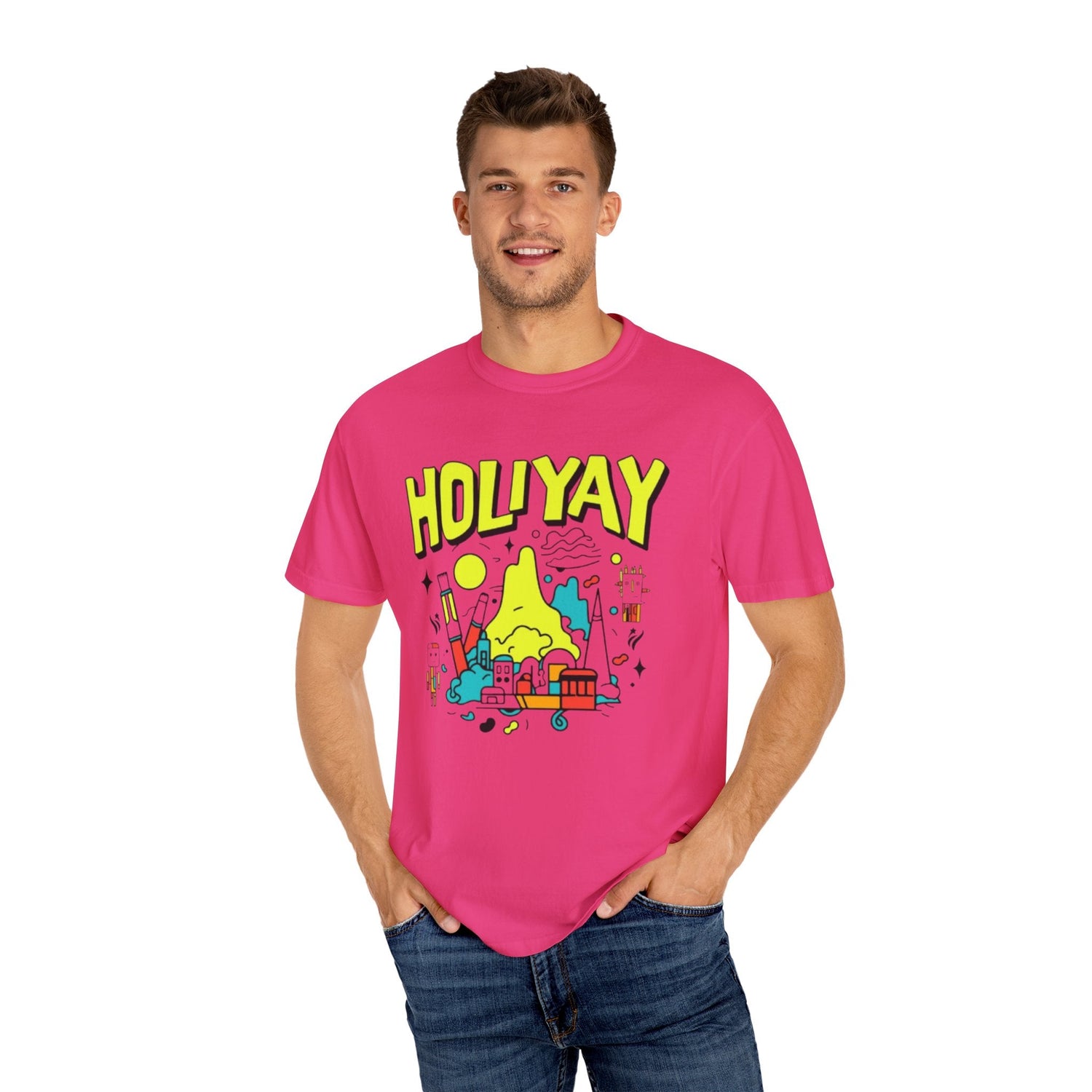 Holi-Yay Graphic T-Shirt, Fun Summer Tee, Unique Gift, Casual Wear, Birthday, Holiday Celebration, Unisex Apparel Printify