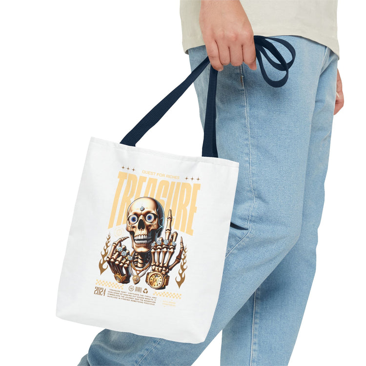 Treasure Hunting Tote Bag, Skull Design, Fun Beach Bag, Unique Gift for Adventurers, Perfect for Everyday Use Printify