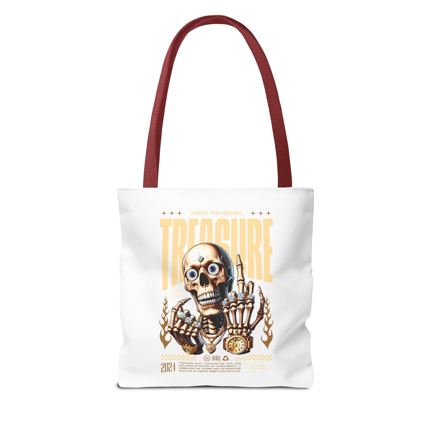 Treasure Hunting Tote Bag, Skull Design, Fun Beach Bag, Unique Gift for Adventurers, Perfect for Everyday Use Printify