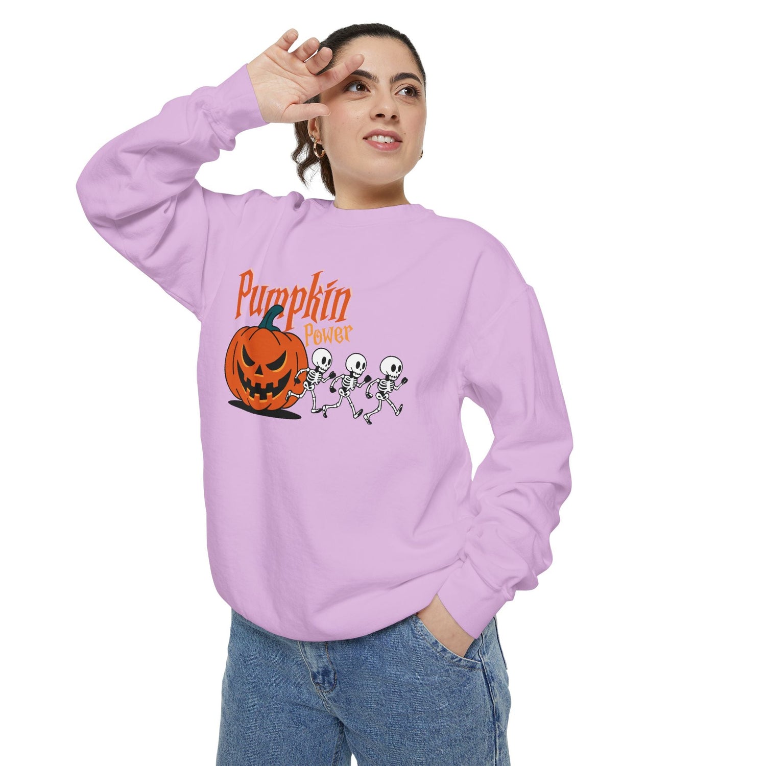 Pumpkin Skeleton Sweatshirt, Cozy Fall Apparel, Halloween Gift, Unisex Sweatshirt, Autumn Fashion Printify