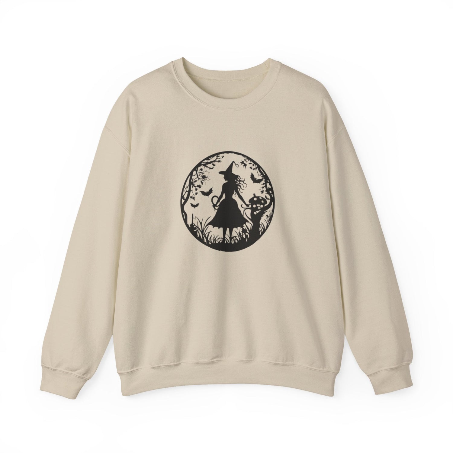 Mystical Forest Crewneck Sweatshirt, Cozy Fall Layering, Gift for Nature Lovers, Halloween Apparel, Unisex Sweatshirt Printify