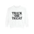 Halloween Trick or Treat Sweatshirt, Cozy Fall Sweatshirt, Unisex Halloween Apparel, Spooky Season Gift, Pumpkin Spice Fashion Printify