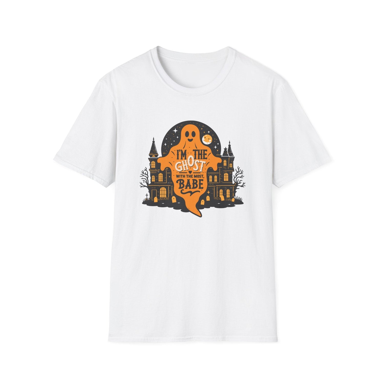 Halloween Ghost T-Shirt, Unisex Softstyle Tee for Halloween, Cute Halloween Shirt, Fall Festive Wear, Funny Ghost Design Printify