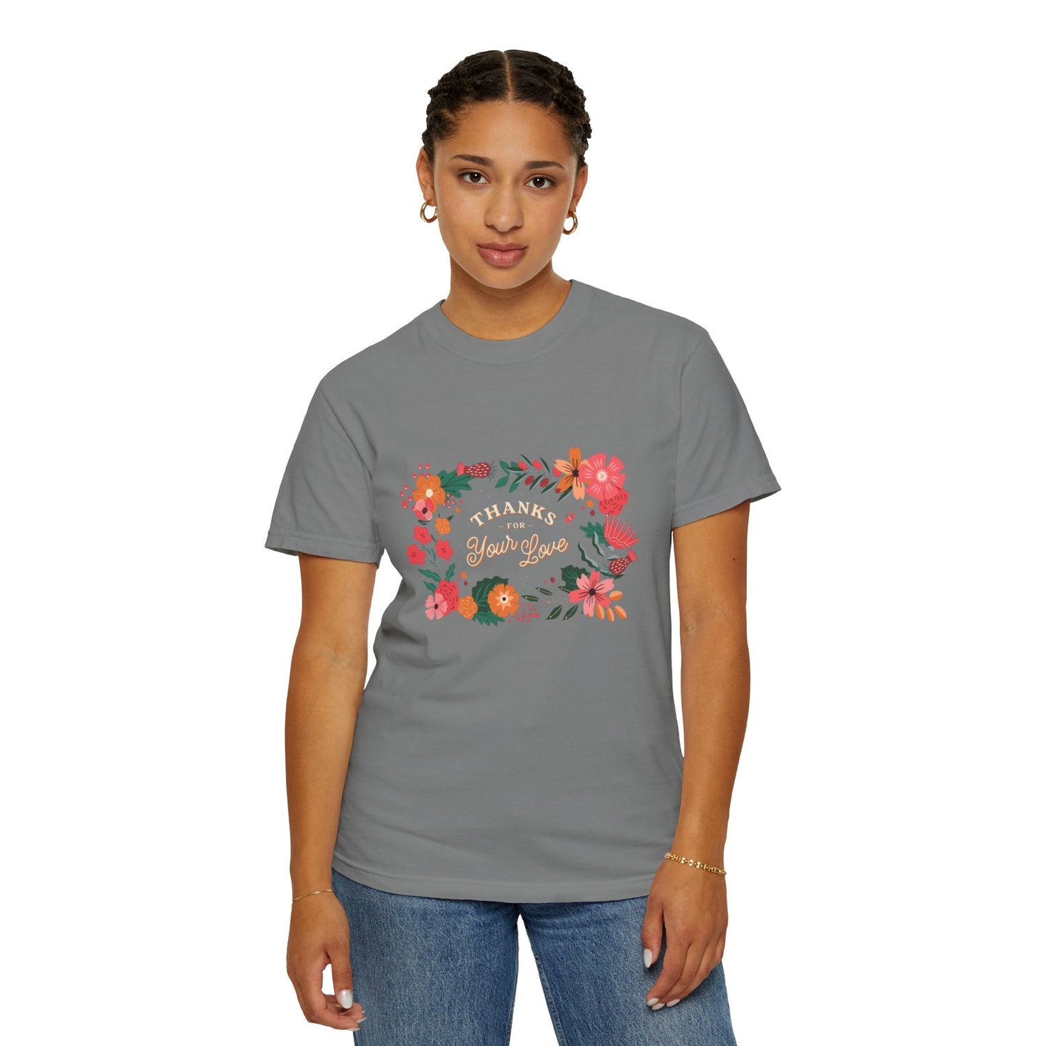 Floral Thank You T-Shirt, Comfortable Gift Tee, Unisex Floral Tee, Casual Style Shirt, Appreciation Day Gift, Everyday Wear Printify