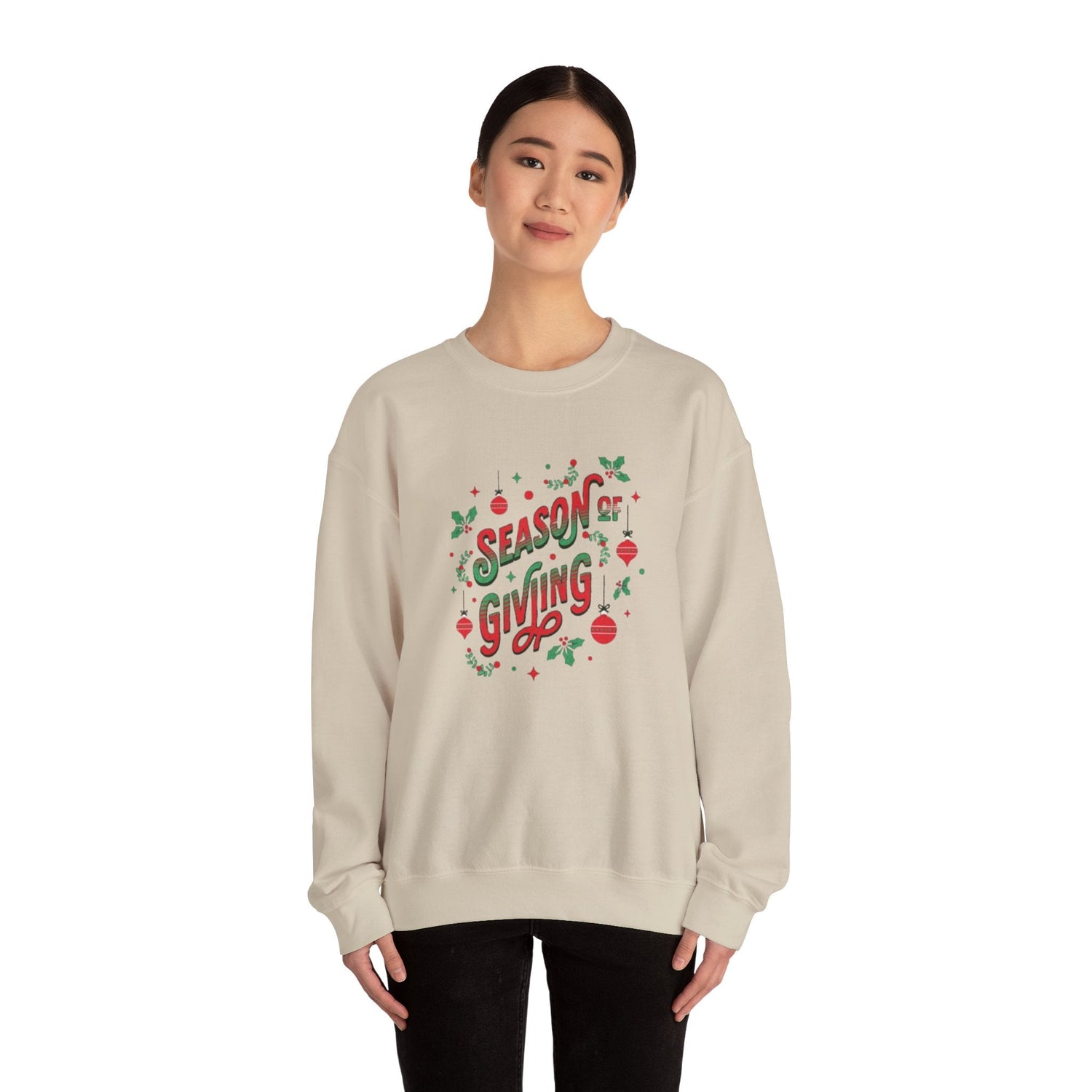 Cozy Holiday Sweatshirt Season of Giving Unisex Crewneck Perfect Gift Christmas Winter Wear Comfortable Stylish Heavy Blend Festive Sweatshirt Printify