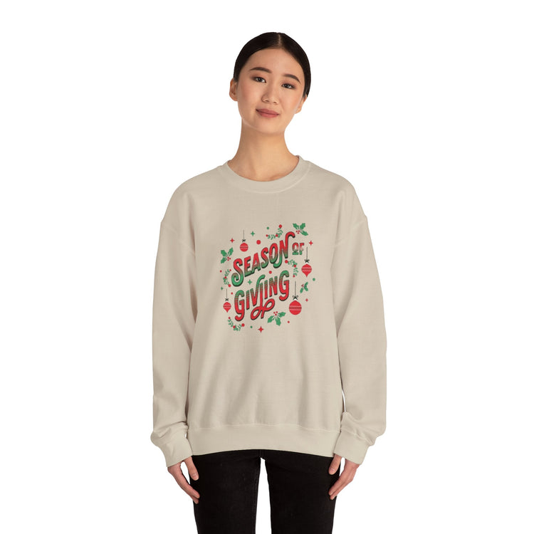Cozy Holiday Sweatshirt Season of Giving Unisex Crewneck Perfect Gift Christmas Winter Wear Comfortable Stylish Heavy Blend Festive Sweatshirt Printify