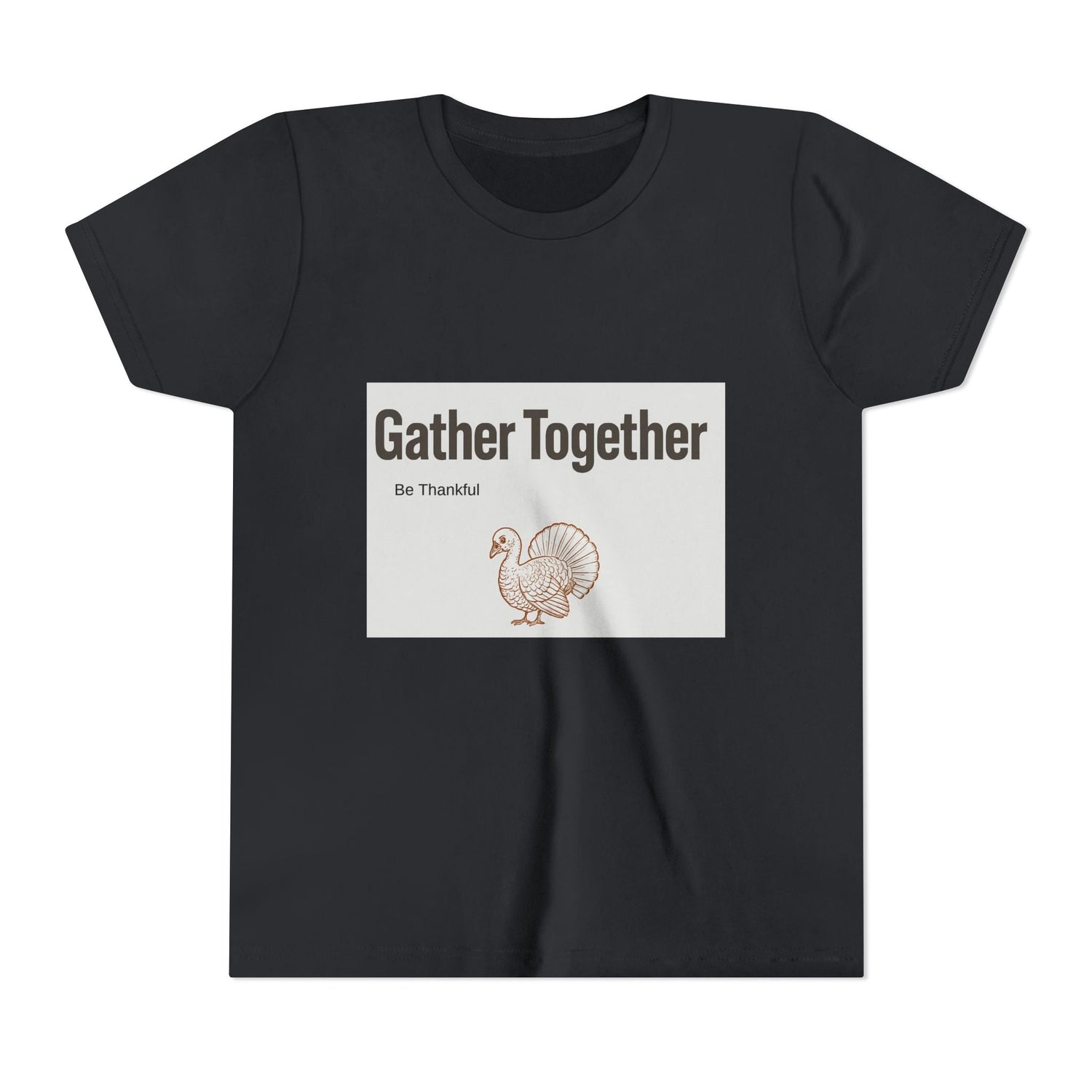 Gather Together Youth Tee - Thankful Thanksgiving Shirt, Kids Holiday T-Shirt, Family Gathering Outfit, Cute Fall Apparel, Youth [...] Printify
