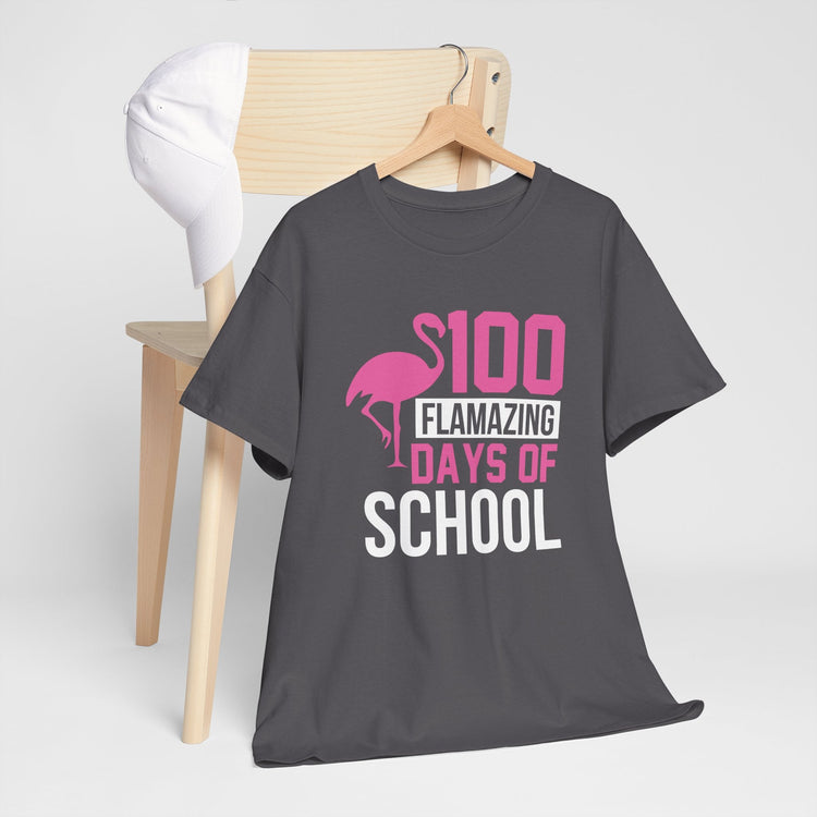 100 Flamingo Days of School Unisex Tee, Fun Classroom Shirt, Back to School Gift, Children&
