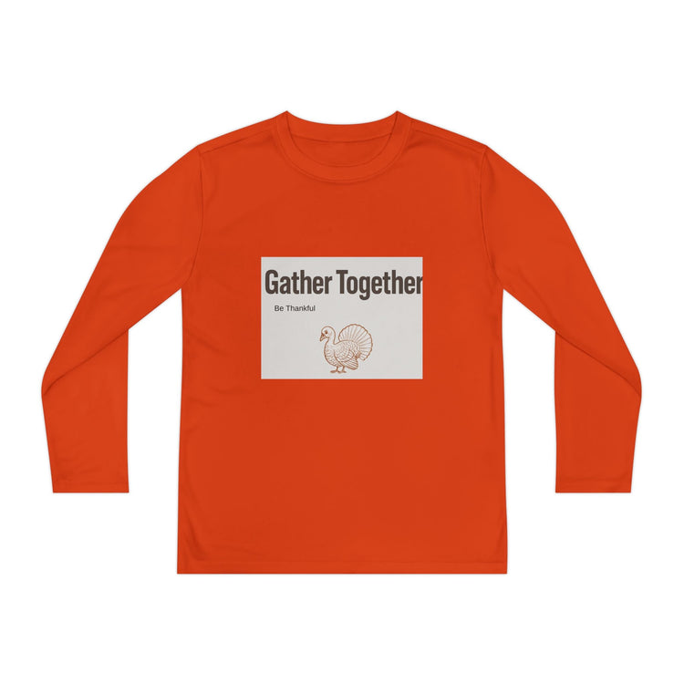 Thanksgiving Youth Long Sleeve Tee, Gather Together Shirt, Kids Long Sleeve Shirt, Family Celebration Apparel, Holiday Gift Printify