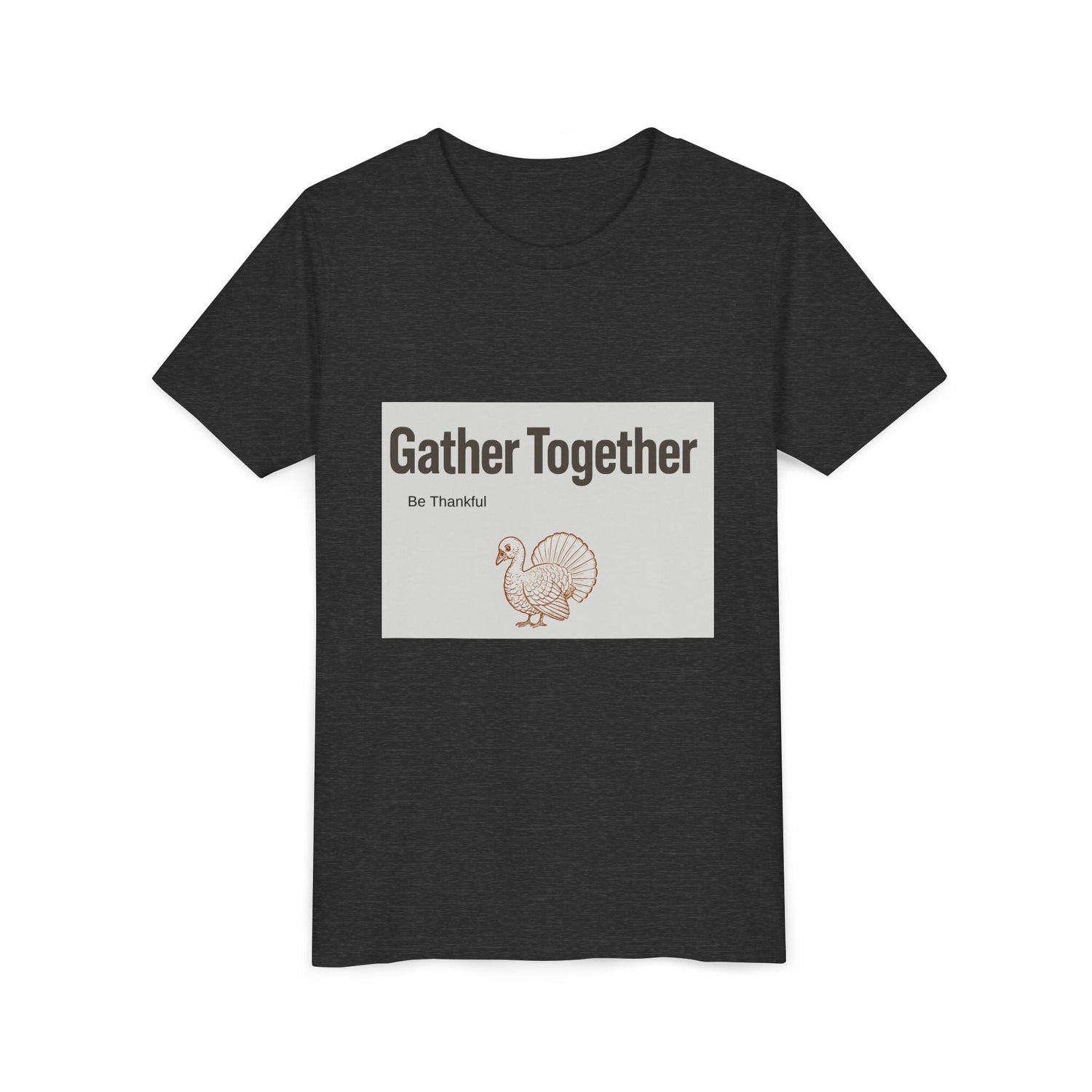 Gather Together Youth Tee - Thankful Thanksgiving Shirt, Kids Holiday T-Shirt, Family Gathering Outfit, Cute Fall Apparel, Youth [...] Printify