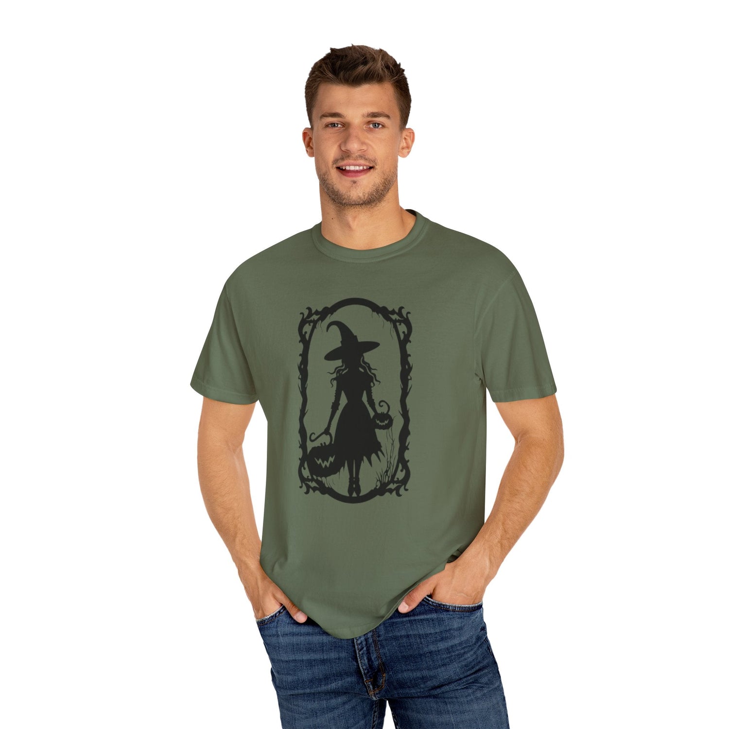 Witchy Garment-Dyed T-Shirt | Halloween Fashion Unisex Tee | Spooky Fall Apparel | Witch Costume Essential Printify