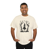 Whimsical Forest Silhouette Tee, Unisex Heavy Cotton T-Shirt, Fall Fashion, Halloween Shirt, Nature Lover Gift Printify