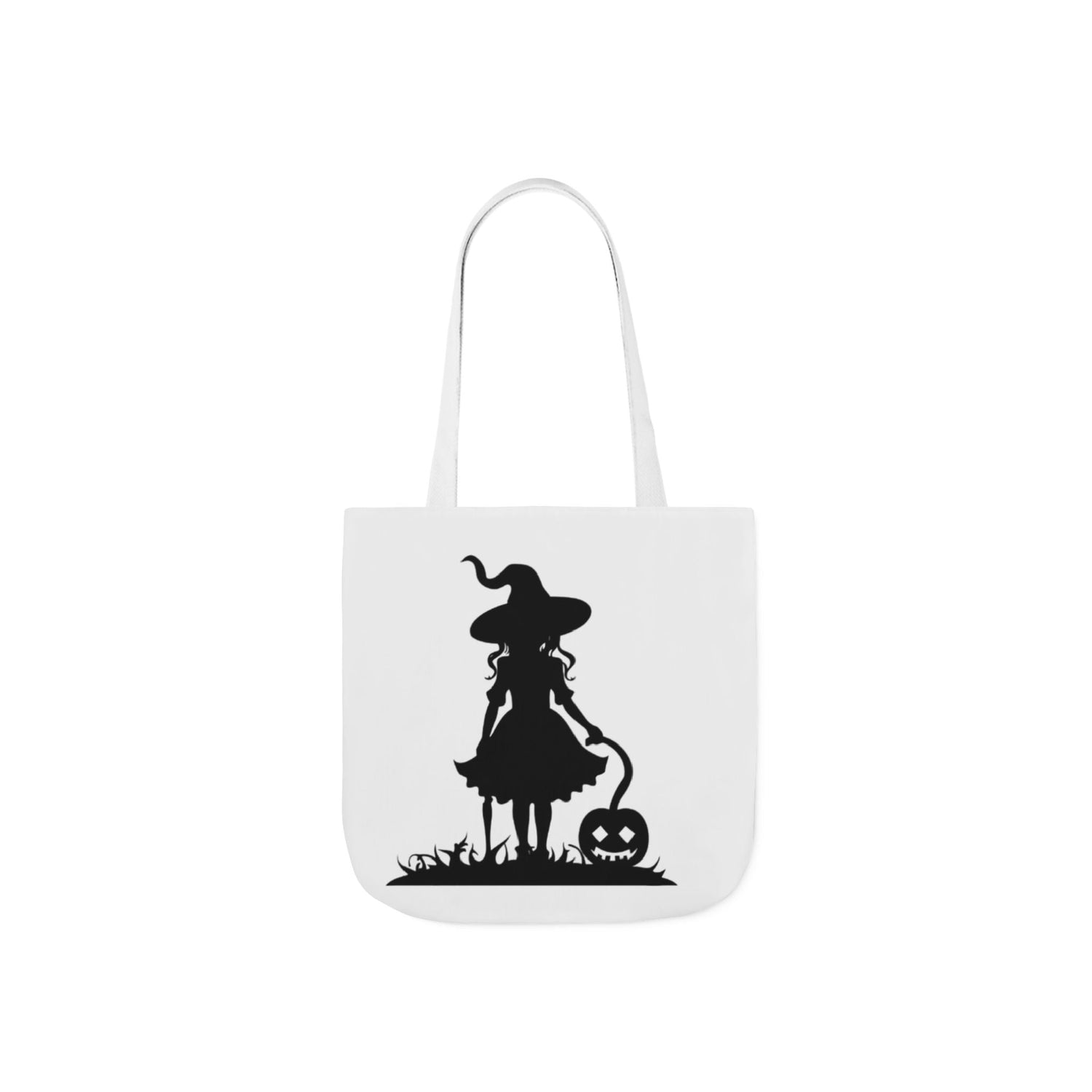 Halloween Witch Canvas Tote Bag, Spooky Treat Bag, Autumn Market Tote, Trick-or-Treat Bag, Gift for Witches, Seasonal Accessories Printify