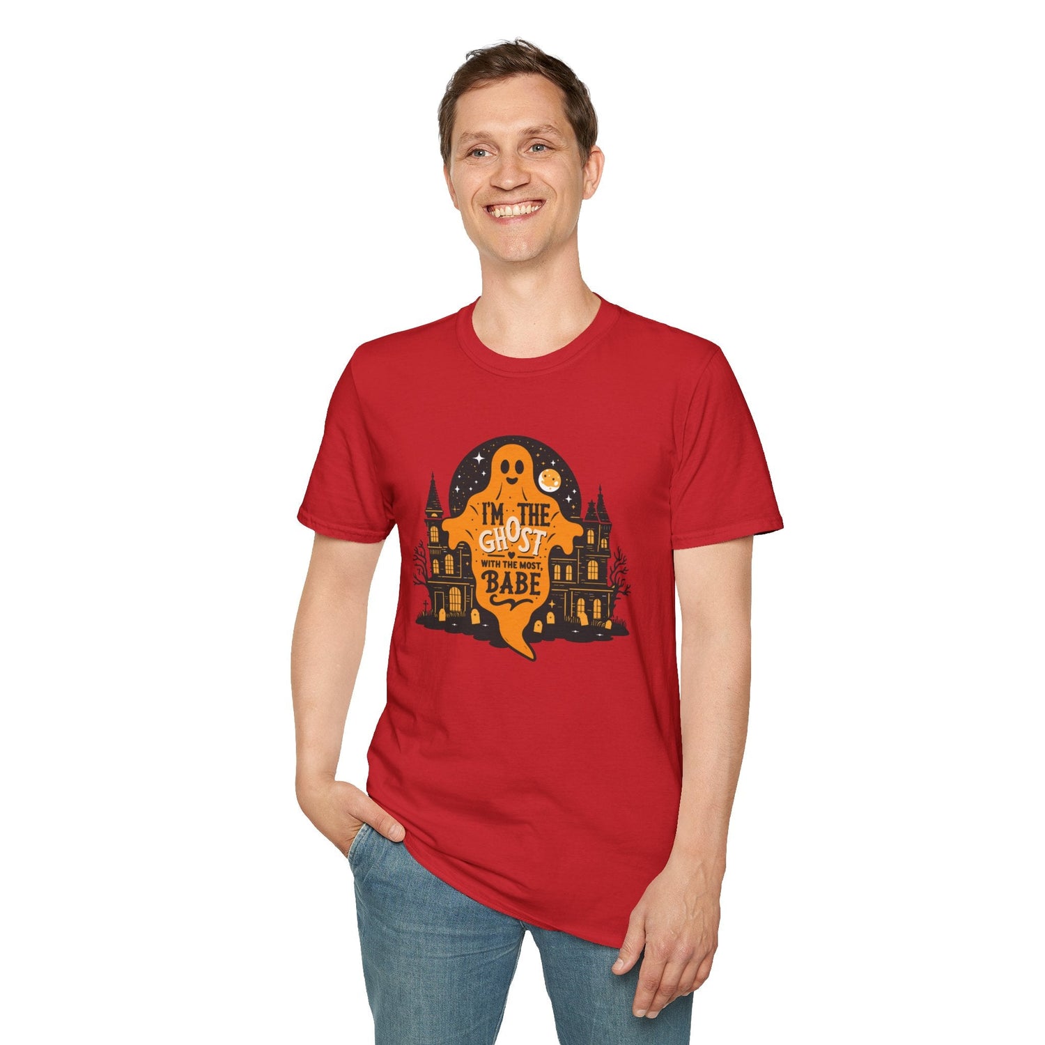 Halloween Ghost T-Shirt, Unisex Softstyle Tee for Halloween, Cute Halloween Shirt, Fall Festive Wear, Funny Ghost Design Printify