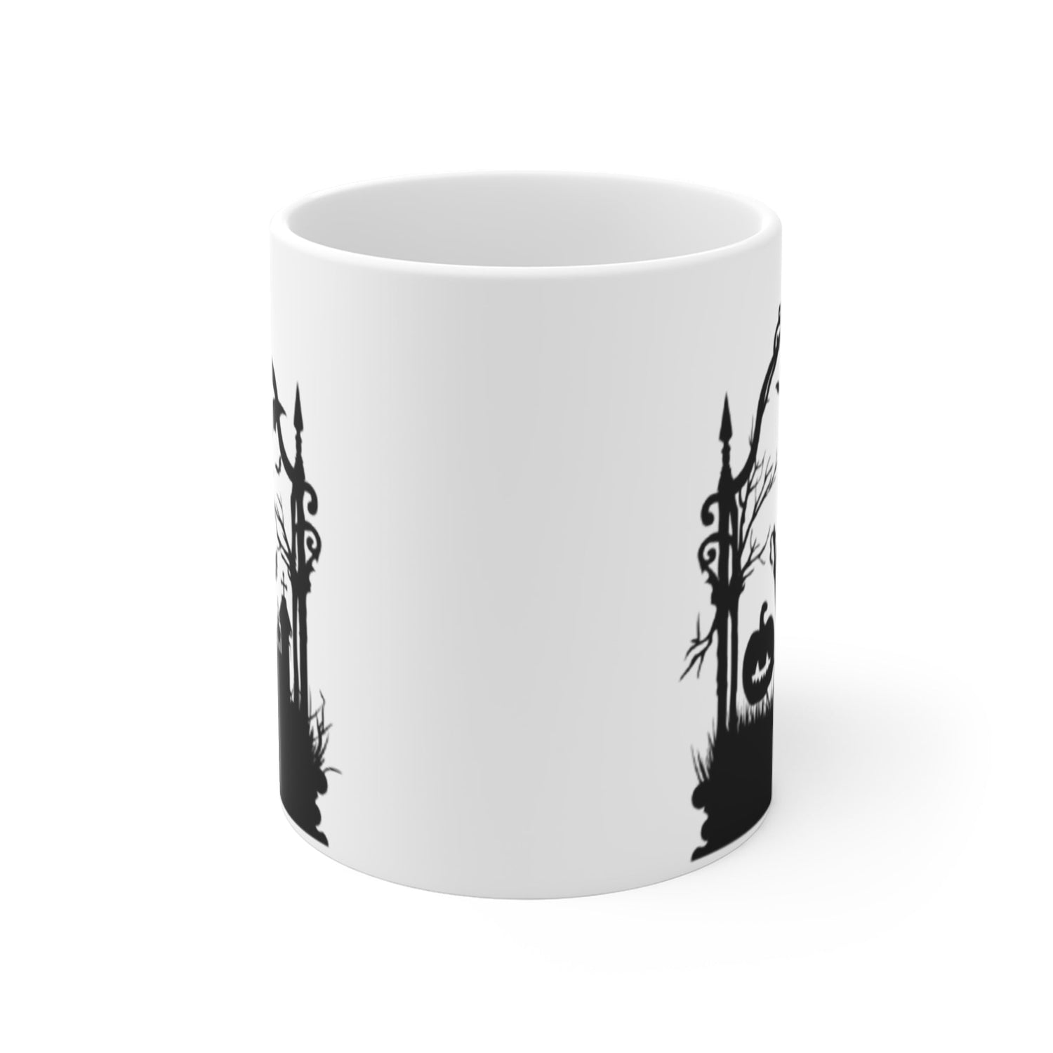 Spooky Silhouette Coffee Mug, Halloween Decor, Gothic Tea Cup, Witching Hour Gift, Dark Aesthetic Drinkware, Autumn Vibes Printify