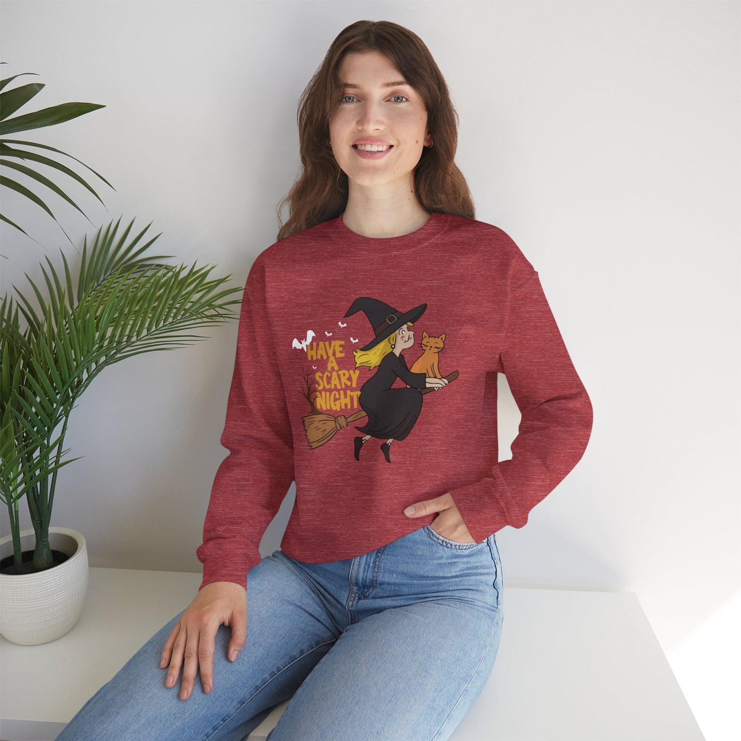 Halloween Witch Sweatshirt, Cozy Crewneck, Unisex Sweater, Spooky Season Apparel, Scary Night Gift, Fall Fashion Printify