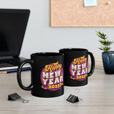 New Year Celebration Black Mug, Holiday Gift Mug, Funny Coffee Mug, 2025 New Year Mug, Birthday, Party Favor, Personalized Drinkware Printify