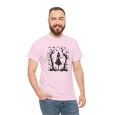 Whimsical Forest Silhouette Tee, Unisex Heavy Cotton T-Shirt, Fall Fashion, Halloween Shirt, Nature Lover Gift Printify