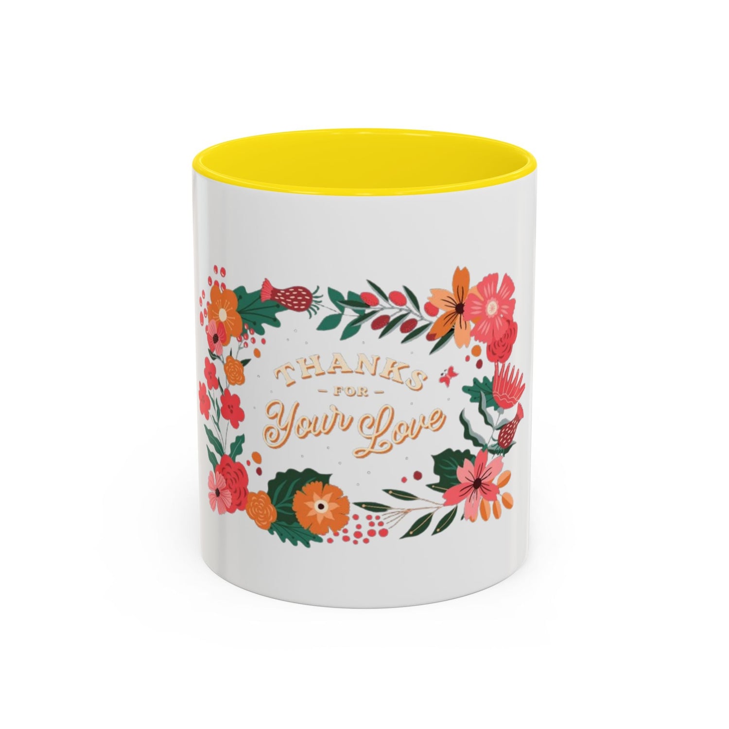 Floral Love Coffee Mug, Personalized Gift for Her, Wedding Favor, Inspirational Drinkware, Home Decor, 11oz, 15oz Printify