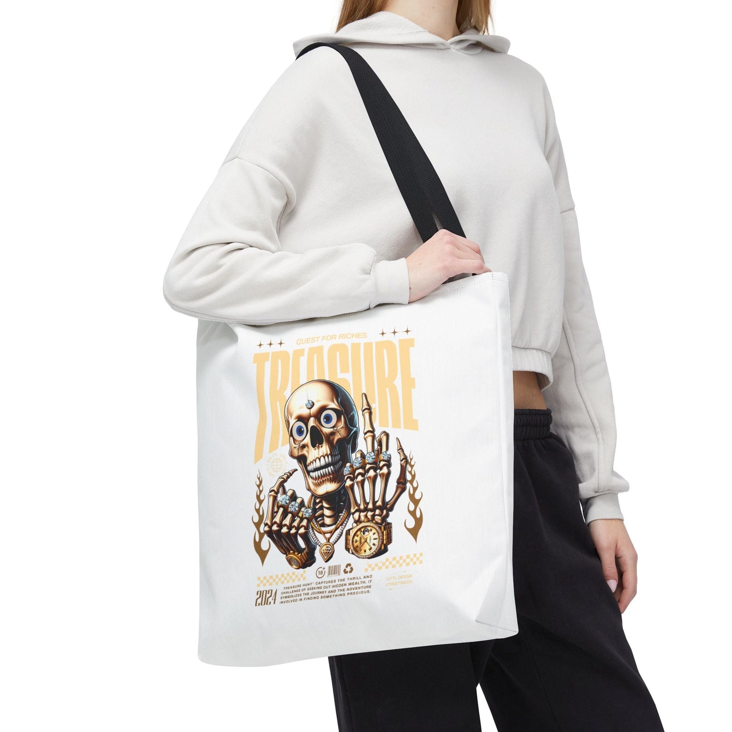 Treasure Hunting Tote Bag, Skull Design, Fun Beach Bag, Unique Gift for Adventurers, Perfect for Everyday Use Printify
