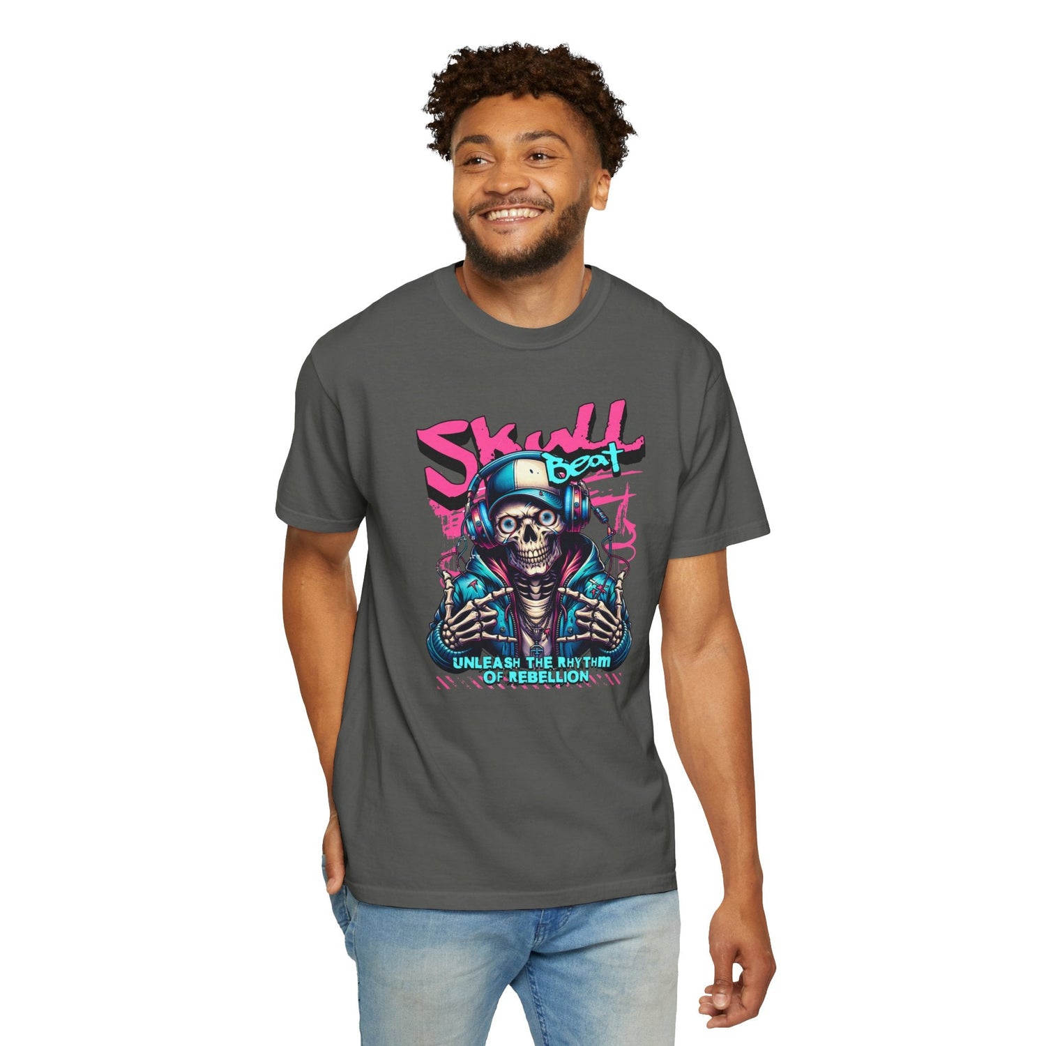 Skull Beat Unisex T-Shirt - Music Lover Graphic Tee, Halloween Costume, Premium Cotton Streetwear Gift for Men & Women, Alternative Fashion Printify
