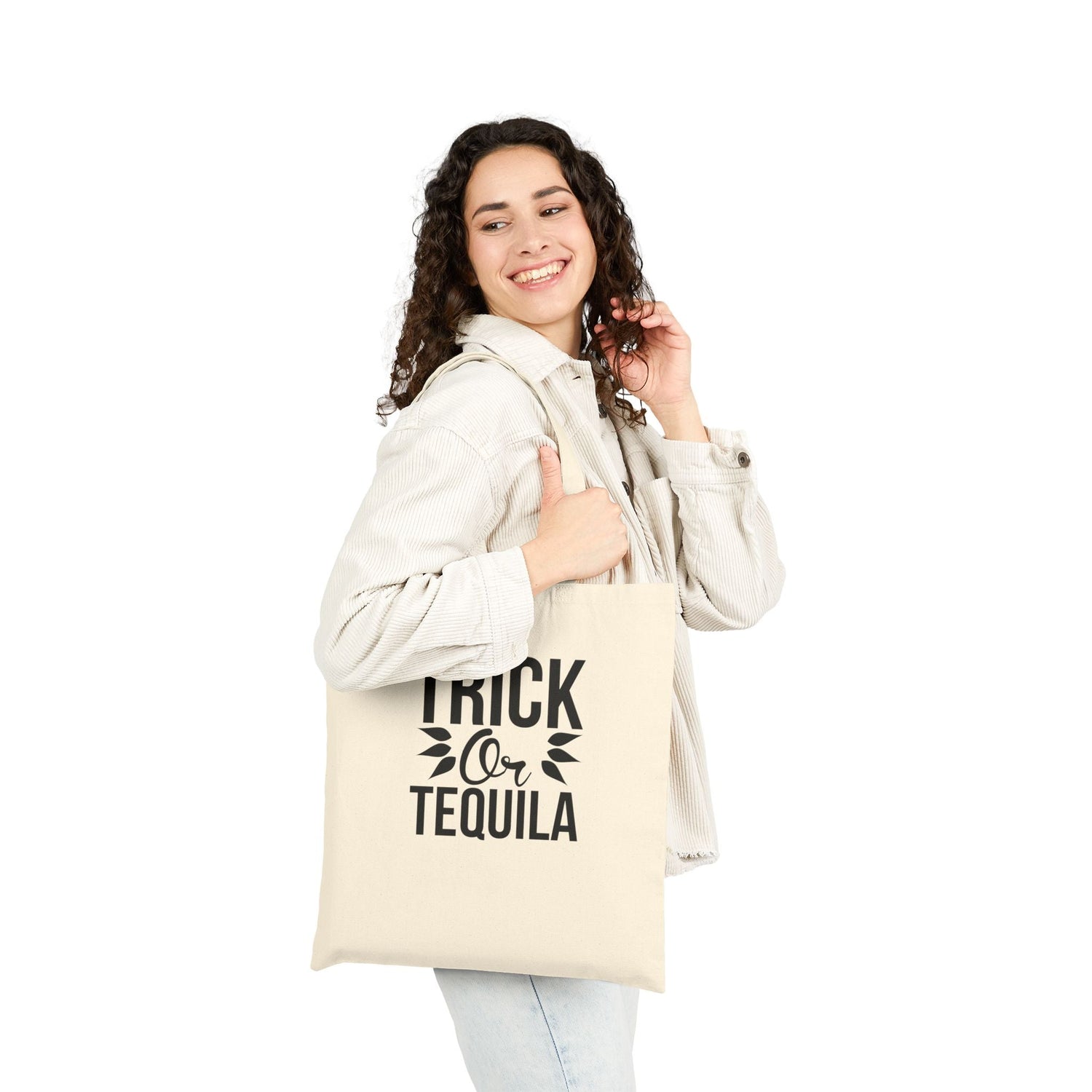 Halloween Trick or Tequila Tote Bag | Spooky Party Shopping Bag | Fall Festival Essential | Reusable Cotton Bag Printify