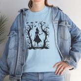 Whimsical Forest Silhouette Tee, Unisex Heavy Cotton T-Shirt, Fall Fashion, Halloween Shirt, Nature Lover Gift Printify