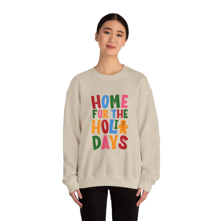 Home for the Holidays Crewneck Sweatshirt, Festive Sweater, Winter Apparel, Christmas Gift, Cozy Holiday Wear Printify