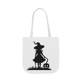 Halloween Witch Canvas Tote Bag, Spooky Treat Bag, Autumn Market Tote, Trick-or-Treat Bag, Gift for Witches, Seasonal Accessories Printify