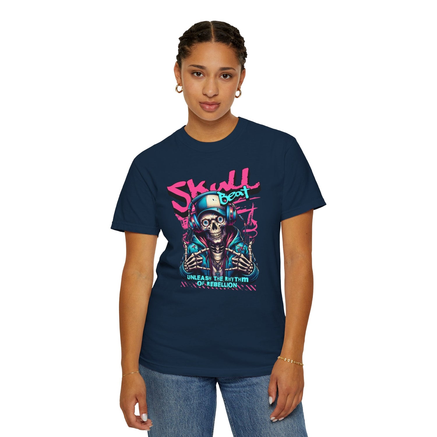 Skull Beat Unisex T-Shirt - Music Lover Graphic Tee, Halloween Costume, Premium Cotton Streetwear Gift for Men & Women, Alternative Fashion Printify