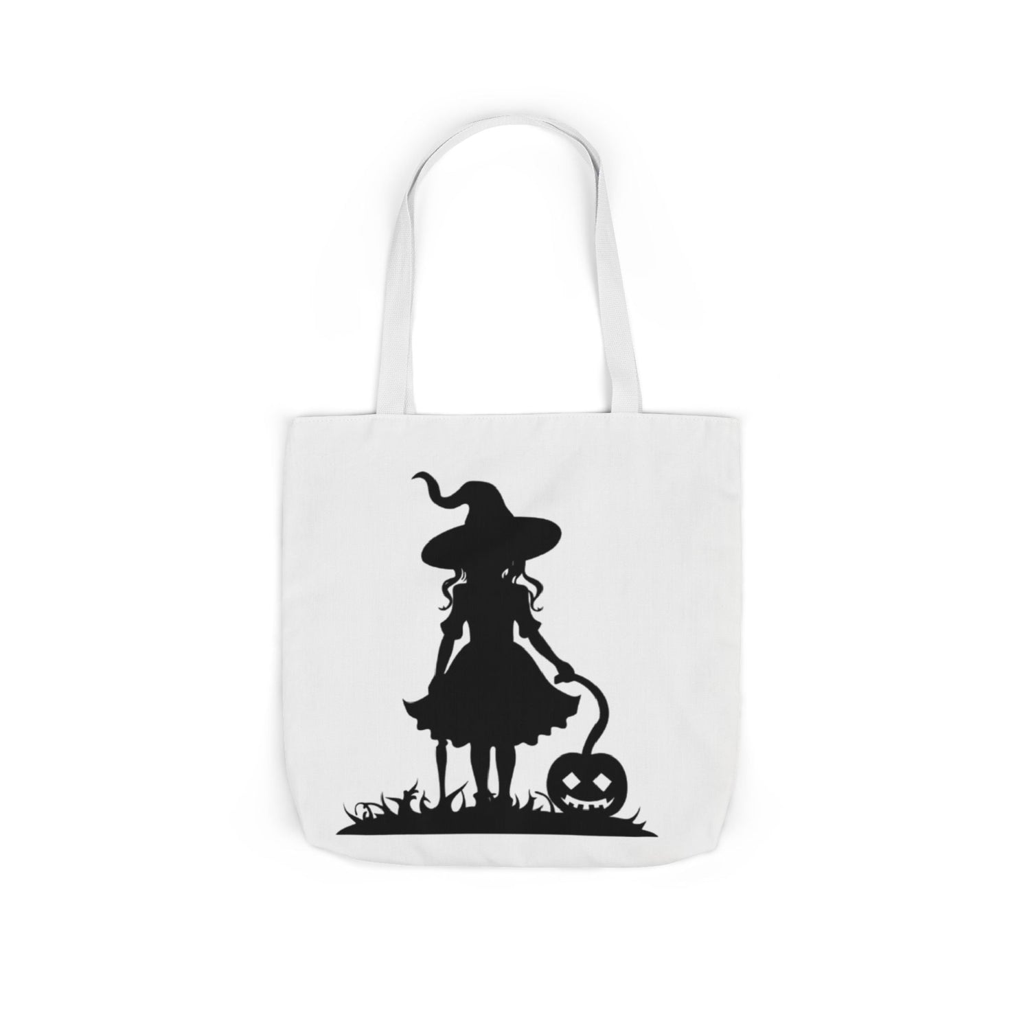 Halloween Witch Canvas Tote Bag, Spooky Treat Bag, Autumn Market Tote, Trick-or-Treat Bag, Gift for Witches, Seasonal Accessories Printify