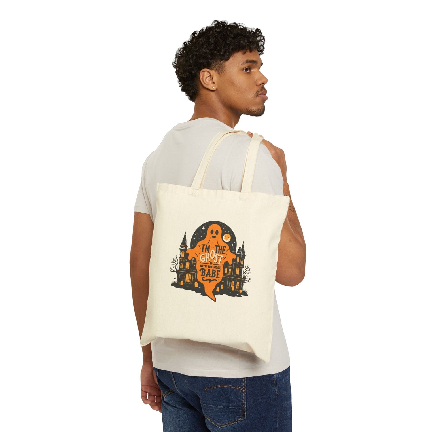 Spooky Ghost Tote Bag | Halloween, Trick or Treat, Eco-Friendly, Everyday Use, Gift for Her Printify