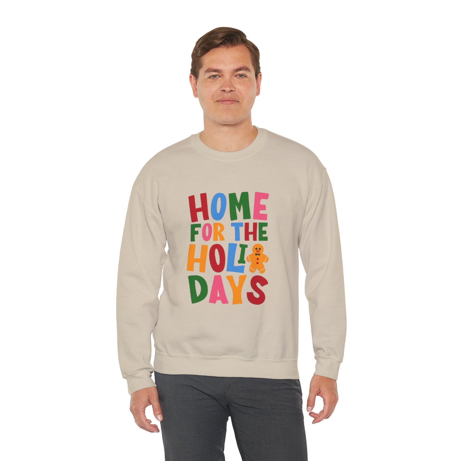 Home for the Holidays Crewneck Sweatshirt, Festive Sweater, Winter Apparel, Christmas Gift, Cozy Holiday Wear Printify