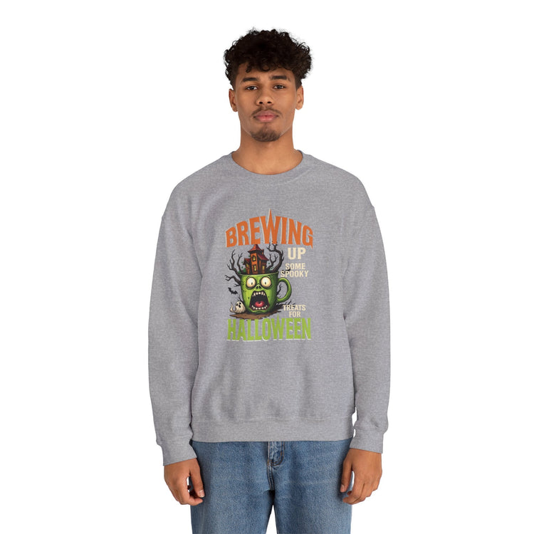 Skull Floral Crewneck Sweatshirt, Unisex Pullover Sweater, Halloween Apparel, Cozy Gift, Trendy Streetwear Printify