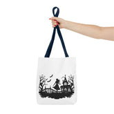 Spooky Silhouette Tote Bag - Halloween Gift, Witchy Style, Eco-Friendly Shopping, Causal Carryall, Gothic Art Design Printify