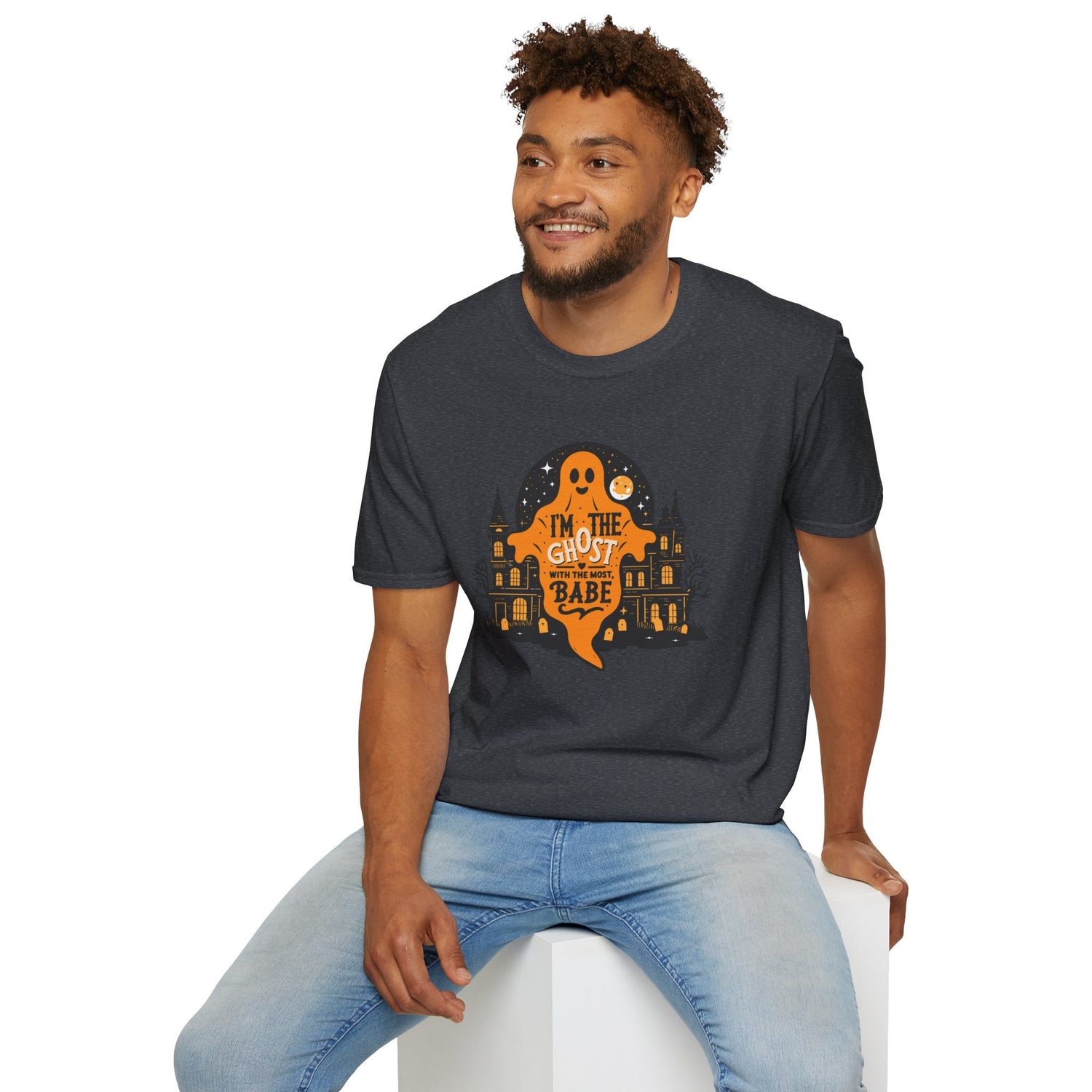 Halloween Ghost T-Shirt, Unisex Softstyle Tee for Halloween, Cute Halloween Shirt, Fall Festive Wear, Funny Ghost Design Printify