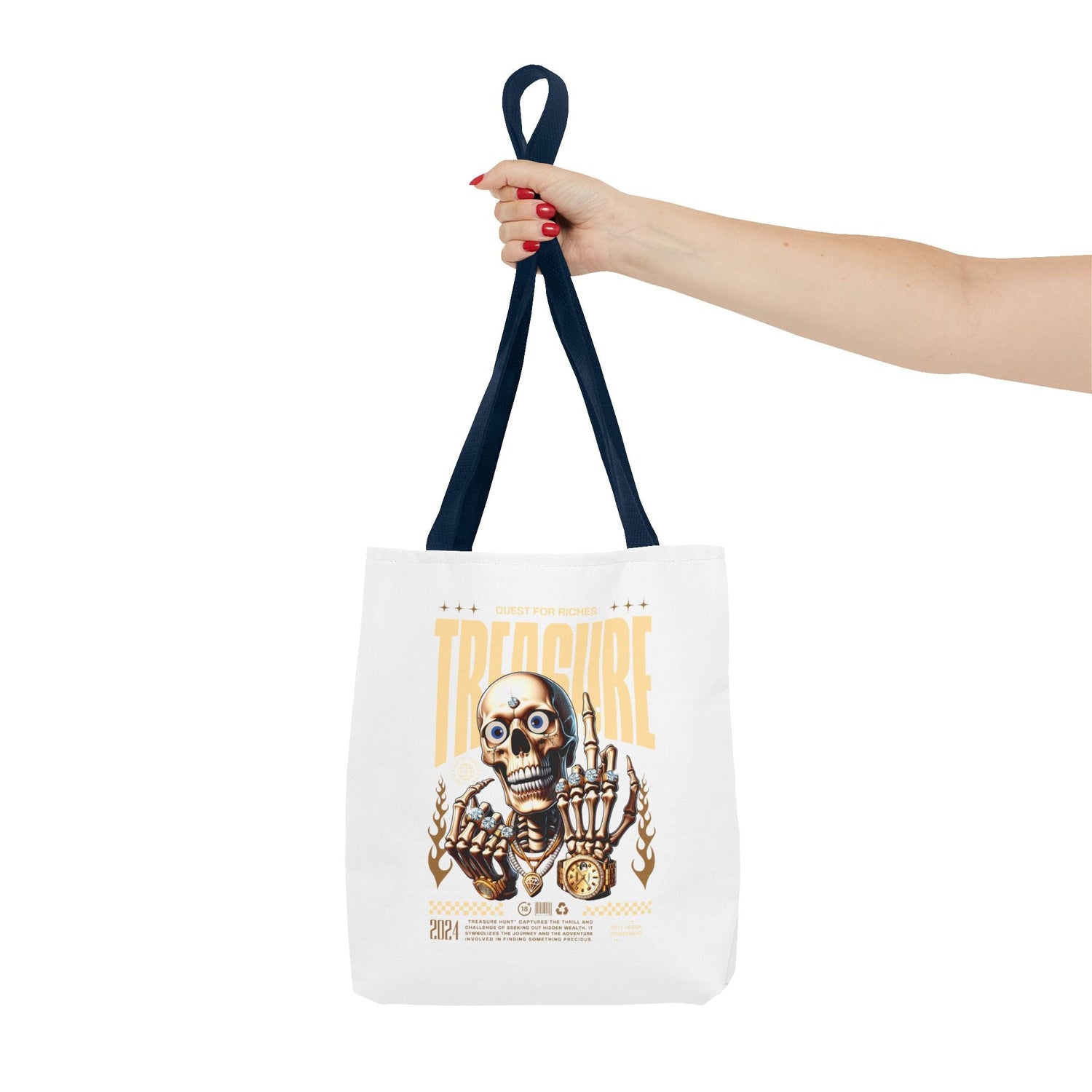 Treasure Hunting Tote Bag, Skull Design, Fun Beach Bag, Unique Gift for Adventurers, Perfect for Everyday Use Printify