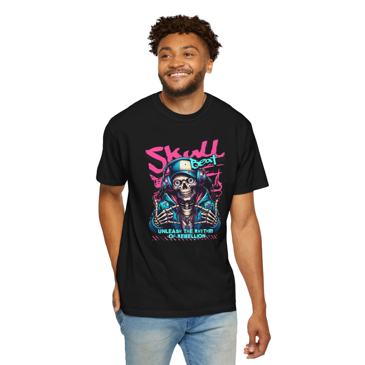 Skull Beat Unisex T-Shirt - Music Lover Graphic Tee, Halloween Costume, Premium Cotton Streetwear Gift for Men & Women, Alternative Fashion Printify